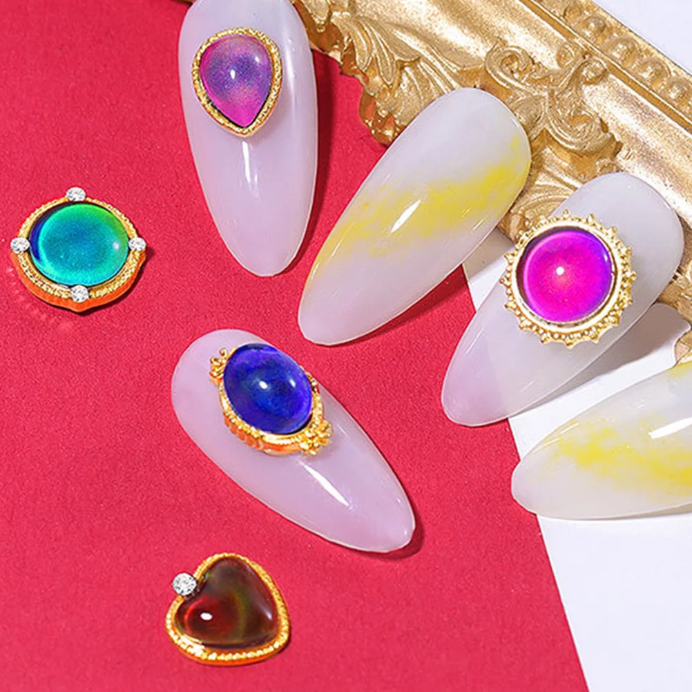 5Pcs Temperature Changing Opal Nail Sticker Set Creative Nail Art Decoration Party Manicure Accessories Unique Shiny Decals