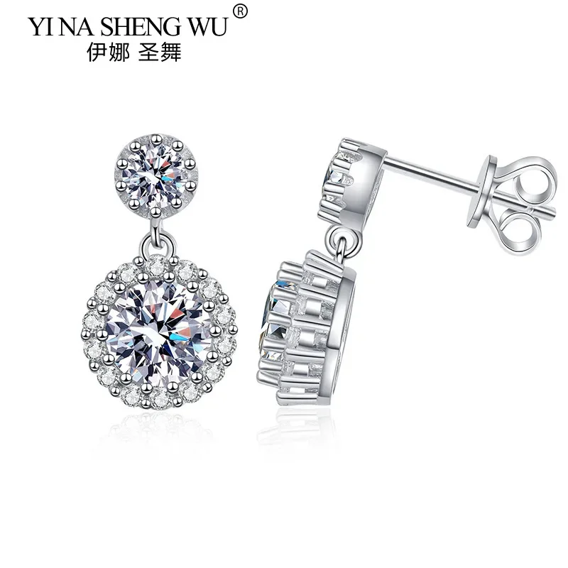

1CT Moissanite Earrings for Women S925 Sterling Sliver 18k White Gold-Plated Diamond Earrings Gifts with Certificate Engagement