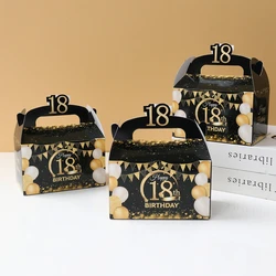 Gelukkige Verjaardag Snoep Dozen 18 21 30 jaar Oud Zwart Goud Geschenken Dozen Verjaardagsfeestje Decor Kinderen Verpakking Gunsten Doos Party Decors