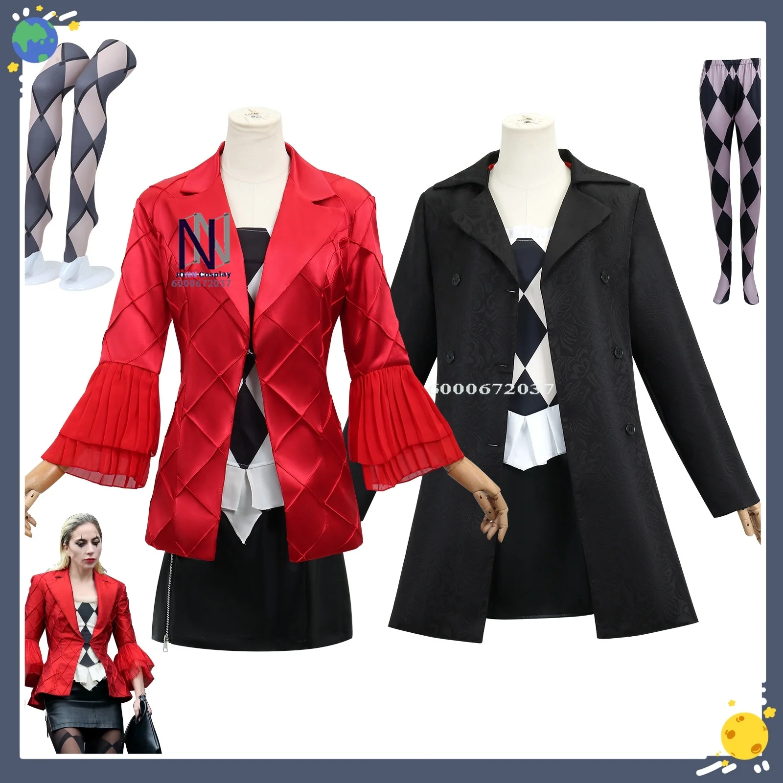 

Joker Folie À Deux 2 Harley Quinn Black and Red Jacket Cosplay Costume Complete Women's Clothing Set Role-play As Film Character