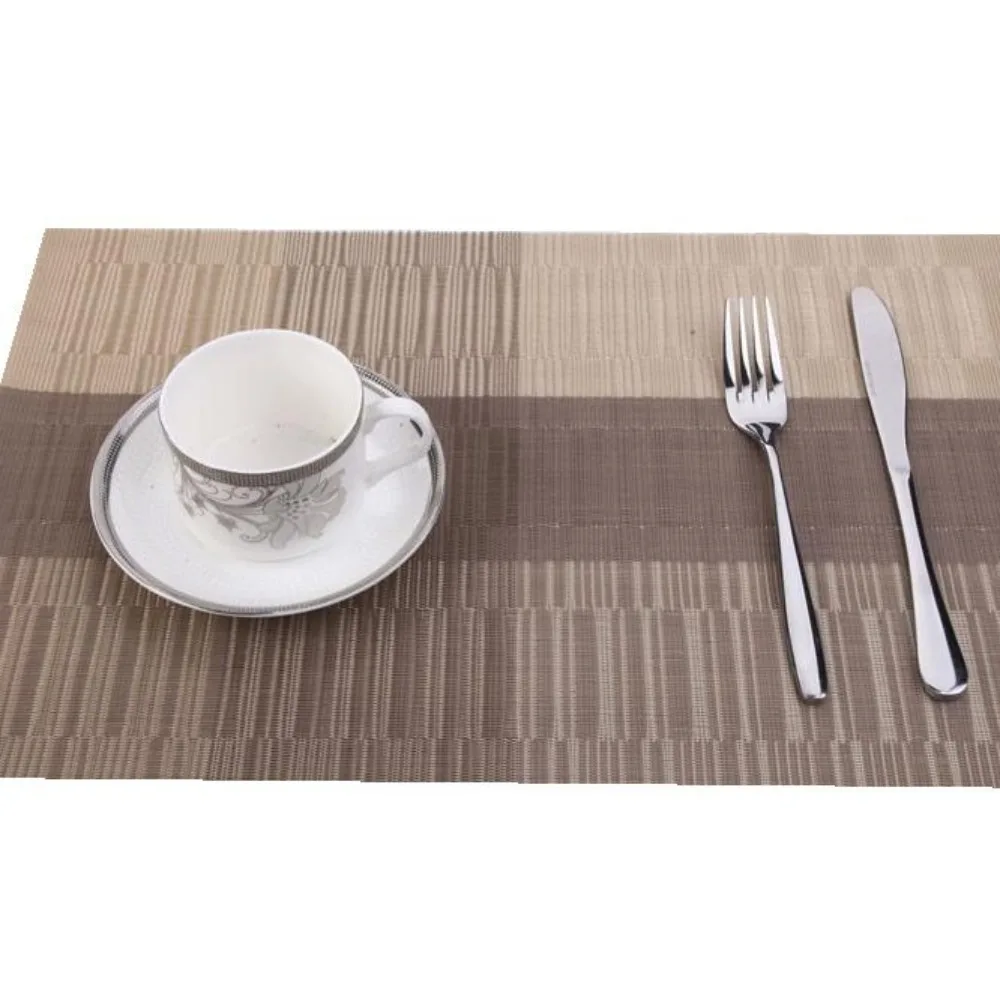 30*45cm PVC Placemats Weave Stripe Heat Resistant Table Mat Washable Easy To Clean Pallet Coaster For Dining Table