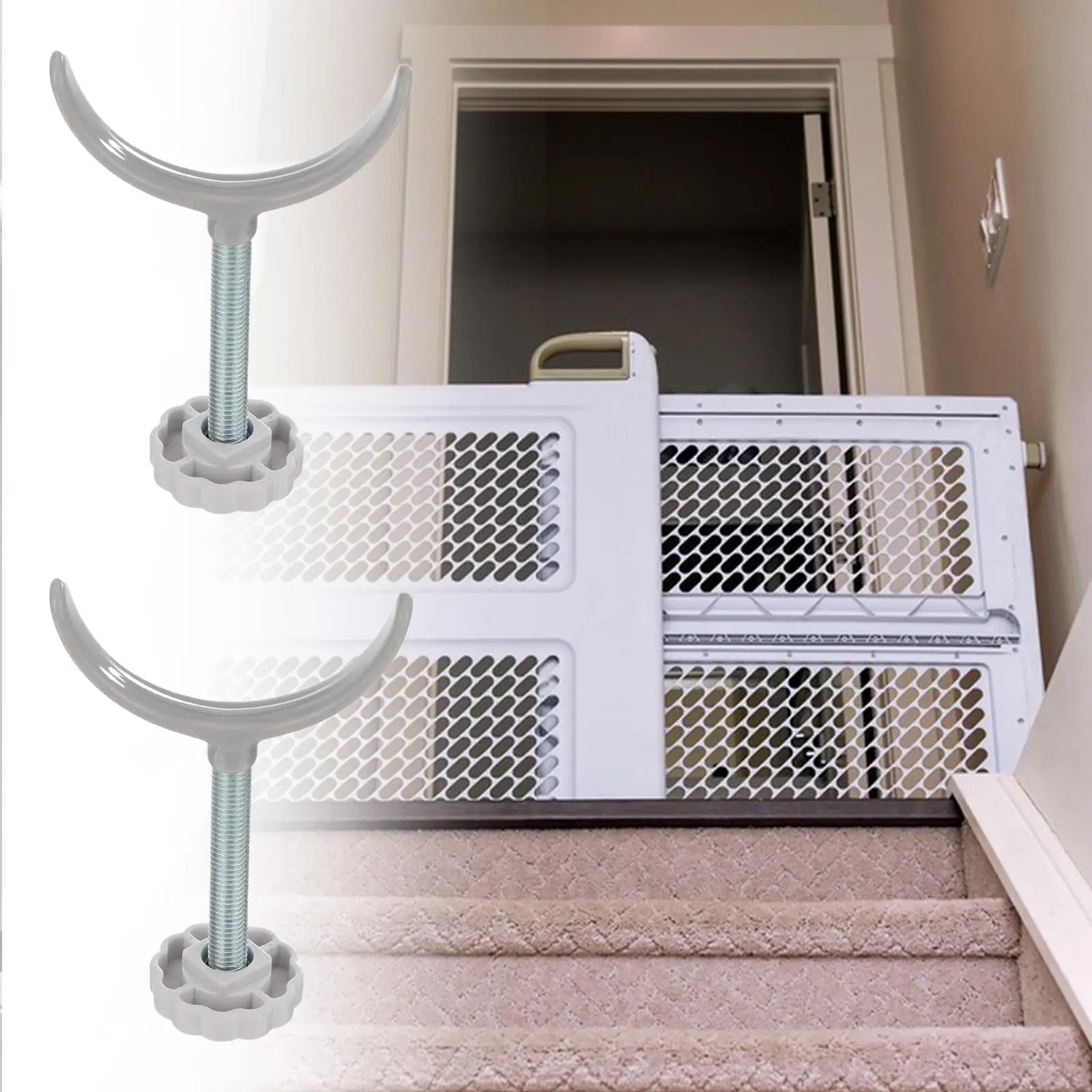 

2 Pieces Baby Gate Banister Adapters Replacement Accessories Convenient Threaded Spindle Rods Baby Gate Spindle Rods for Home