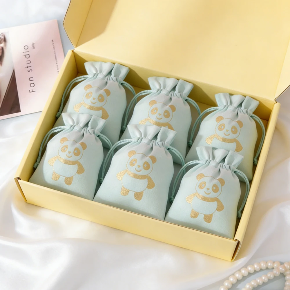 

100Pcs Personalized Jewelry Drawstring Gift Bag Flannel Suede Cotton Velvet Storage Pouch Ring Earrings Bracelet Wedding Favors