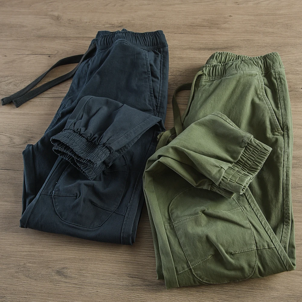 Pantalon cargo rétro américain pour homme, 2024 coton lavé, droit, décontracté, simple, tissé lourd, automne, nouveau, 97%