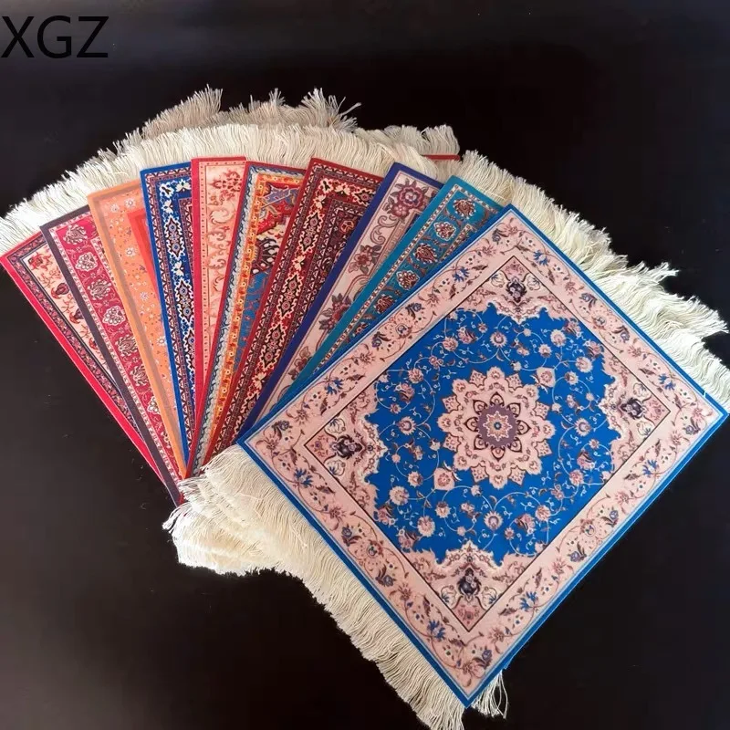 Hot tassel mouse pad small coasters Bohemian retro Persian carpet Turkish ethnic style table decoration 28*18*0.2cm rug Cushion