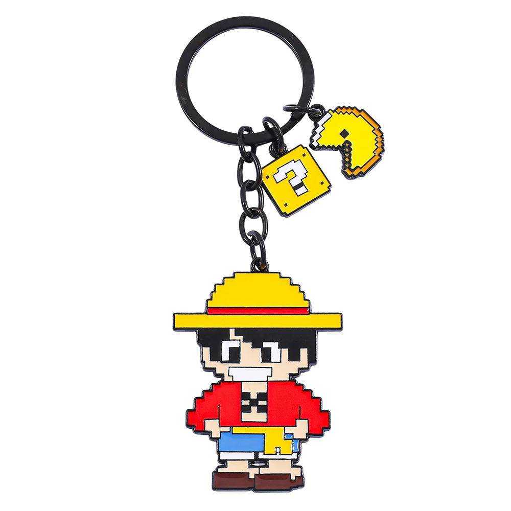 

Металлический брелок ONE PIECE в пиксельном стиле, коллекционный сувенир с персонажами аниме, подарок для фанатов, игрушка