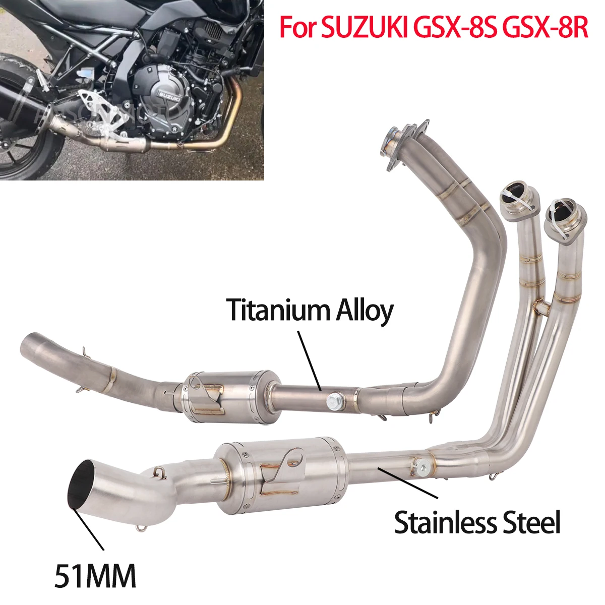 

Slip on For Suzuki GSX8R GSX-8S GSX 8R 2022-2024 Exhaust System Muffler Header Link Pipe Escape Modify GSX-8S Exhaust Front Pipe