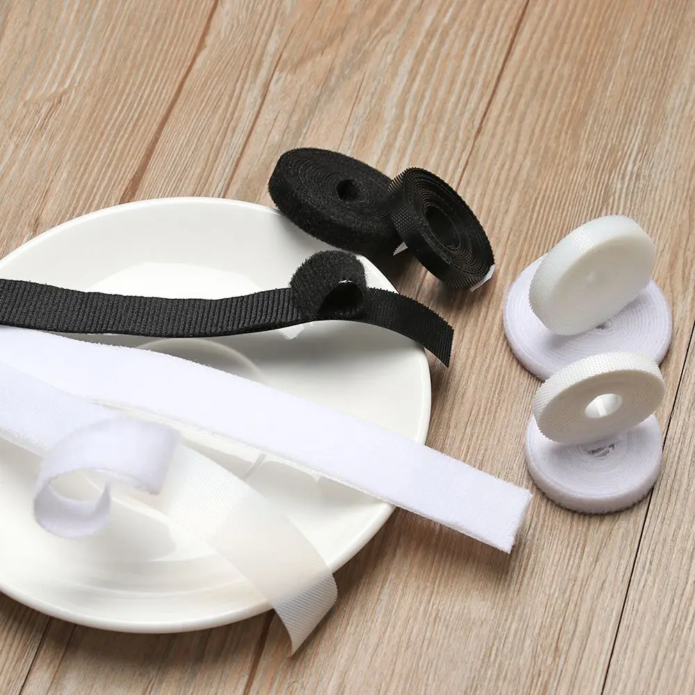 Newest Black/White 6/8/20mm Width Clothes Fastener Tape Paste Strap  Sewing Stickers Magic Tapes Sticker