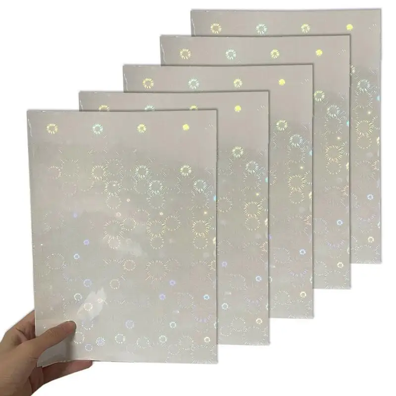 A52E 8.27x11.69Inches Butterfly Glass Heart Holographical Cold Laminated Film Glitter Holographical Overlay Laminating