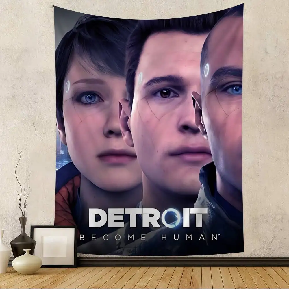Game D-Detroit Become Human Anime Tapestry Hippie Flower Wall Carpets Dorm Decor Wall Hanging Home Decor