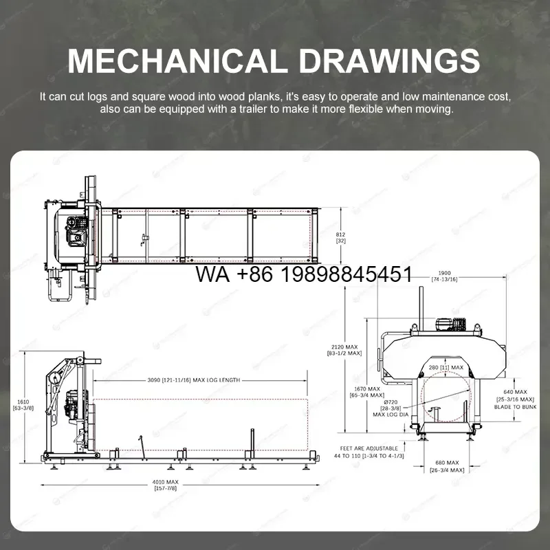 Wmwmnu Portable Horizontal Wood Bandsaw Mill for Chainsaw Sawmill