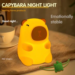 Cute Capybara silicone light for children with a small night light gift USB rechargeable animal touch bedside sleep light