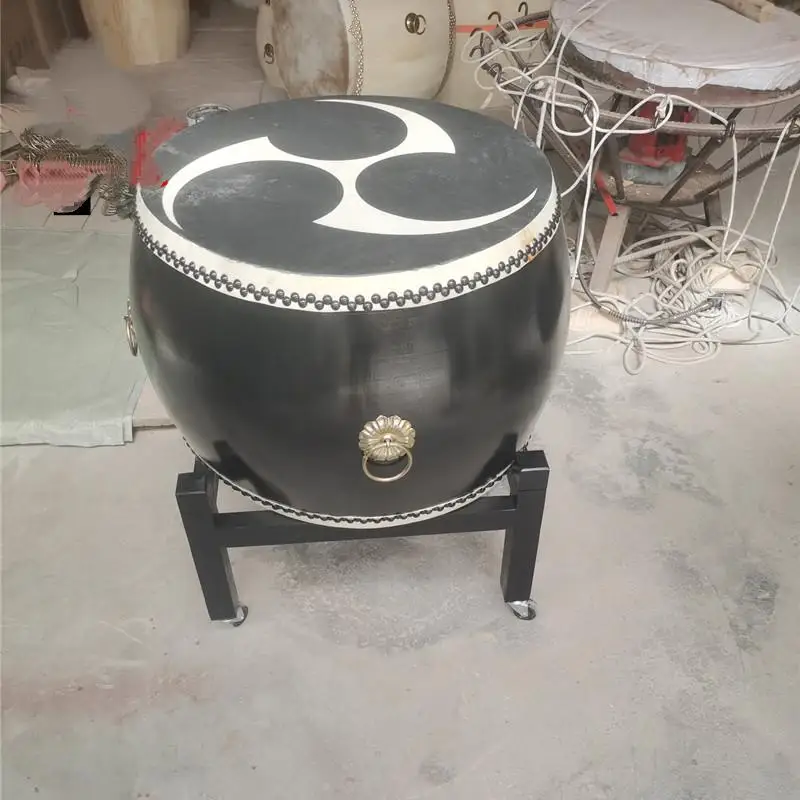 Japanese Wooden Taiko Drum with Stands Folk Traditional Percussion Instrument Vertical Type Taiko Drum