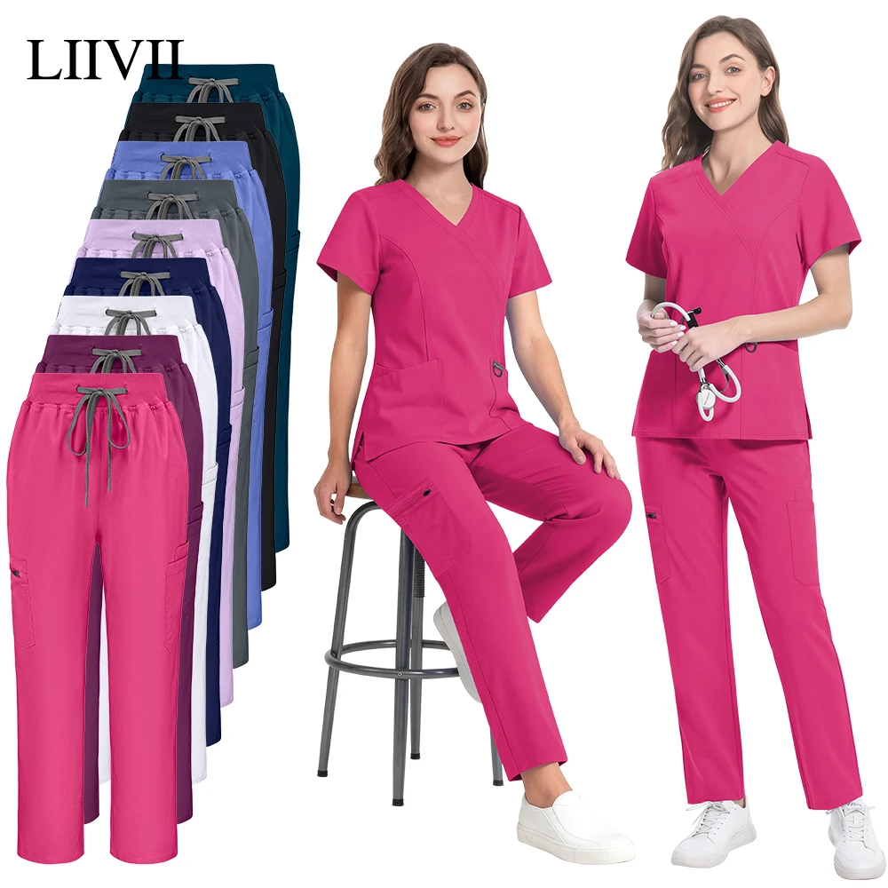 New Medical Frosted Suit Doctor Nurse Work Clothes Operating Room Surgical Workwear Hospital Nursing Accessories Dentist Outfits
