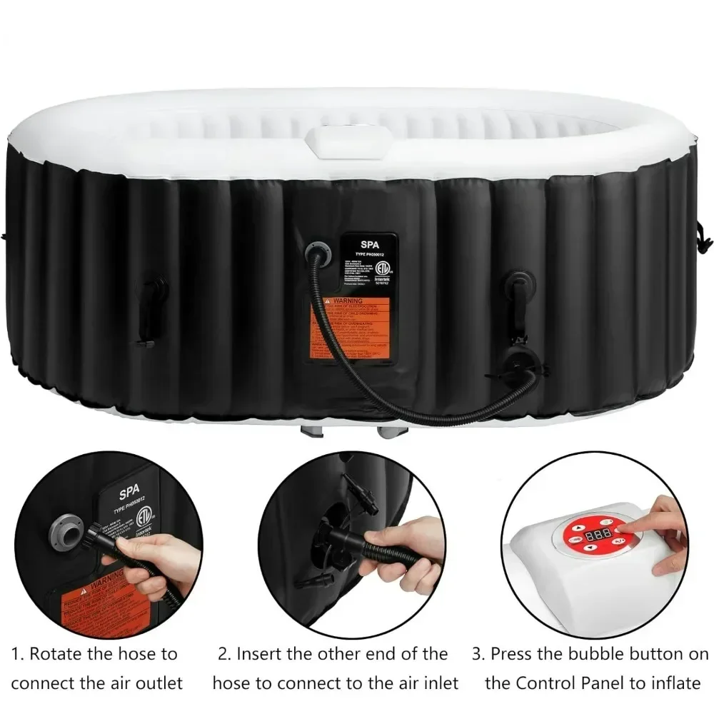 Hot Tub Inflatable Portable ,Oval Hot Tub Spa with 90 Bubble Jets, Cover, Filter Cartridges, Pump, Outdoor bath