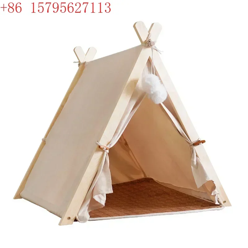 

Pet Tent Nest Style Design Japanese and Korean Style Small Wooden House Cat Nest Light Luxury Style Popular Cat and Dog Tong