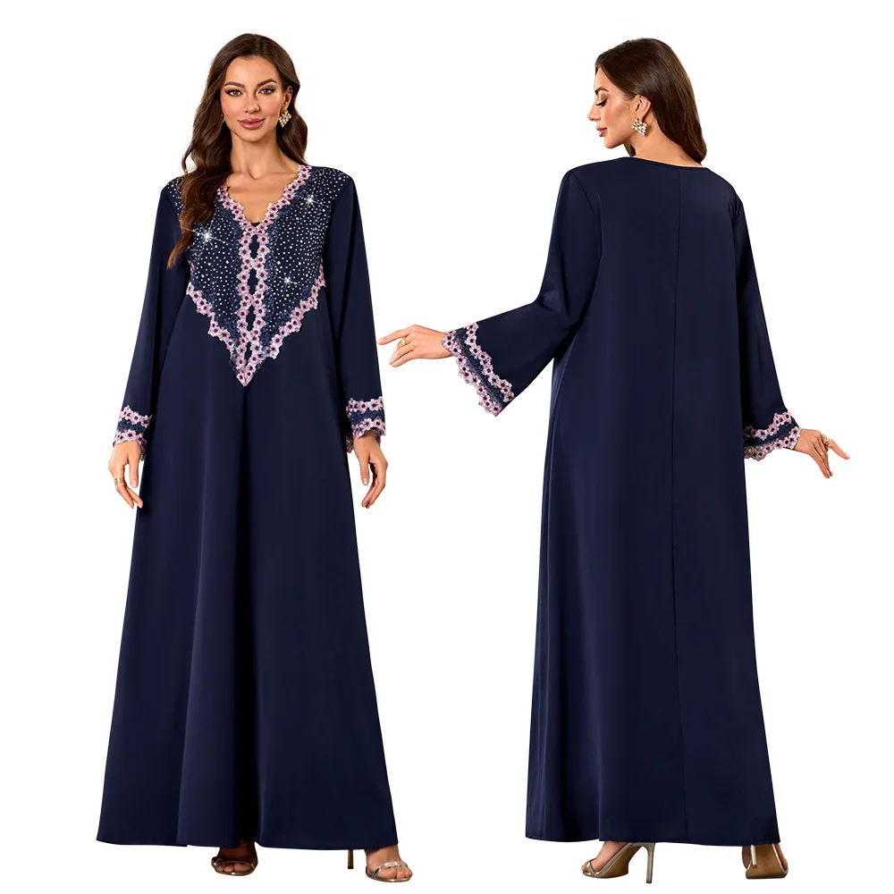 

Dress Women Diamonds Abaya Party Dresses Eid Muslim Long Robe Ramadan Morocco Arab Dubai Abayas Kaftan Islam Vestidos Jalabiya