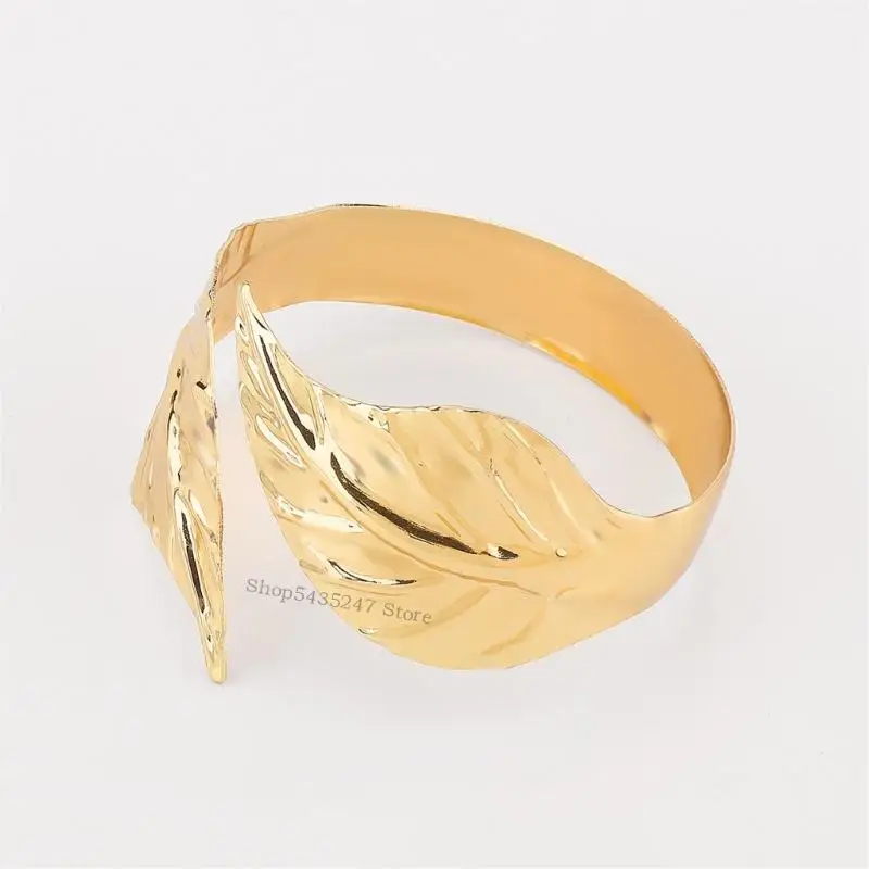 أساور ذراع أوراق شارة أنيقة للنساء لنساء أوراق الشجر الرقيقة Armlet Armlet Open Bangle H7ef