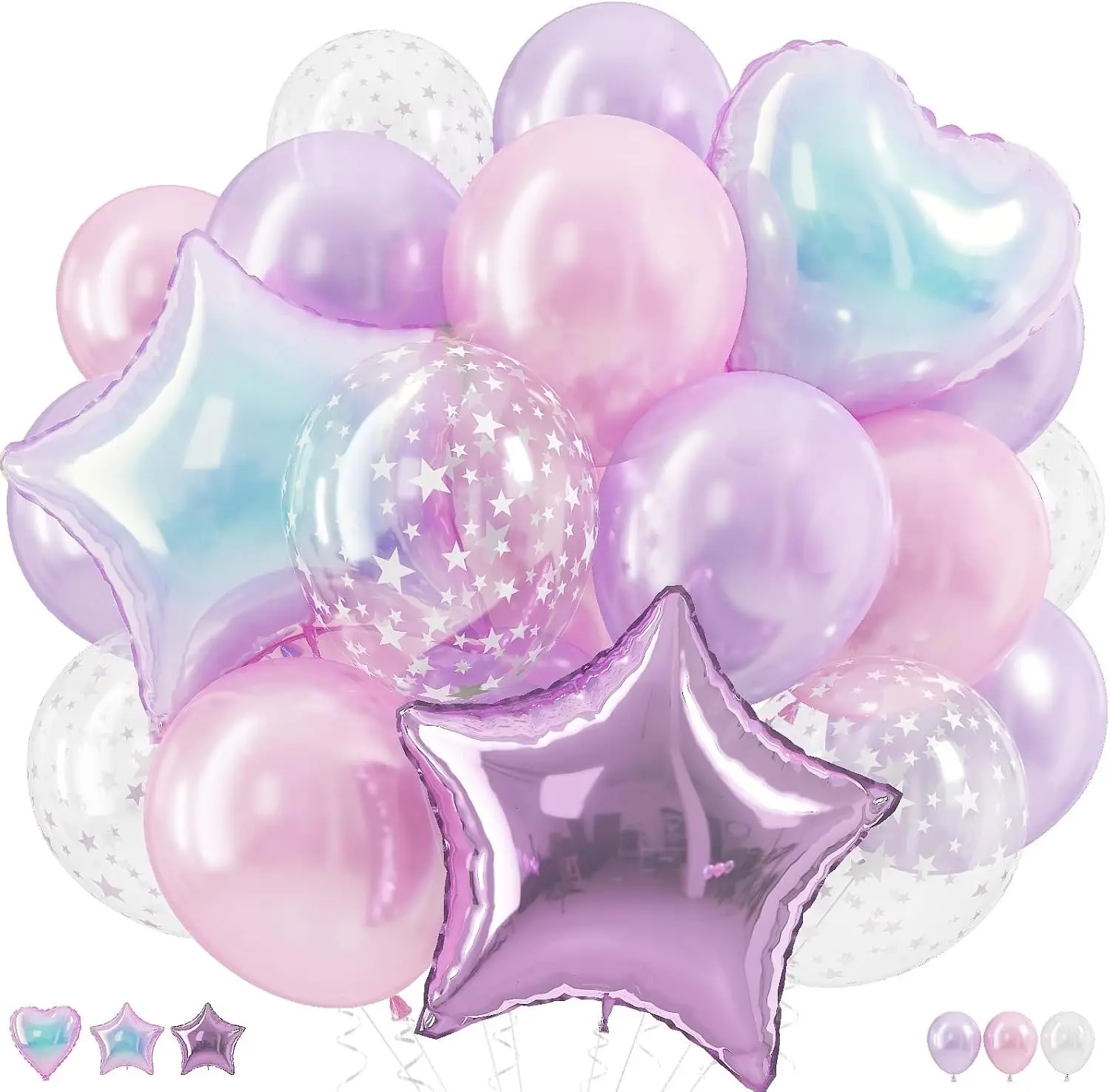 Globos Iridiscentes, Globos Rosados y Morados para Decoración de Fiesta de Cumpleaños Kpop