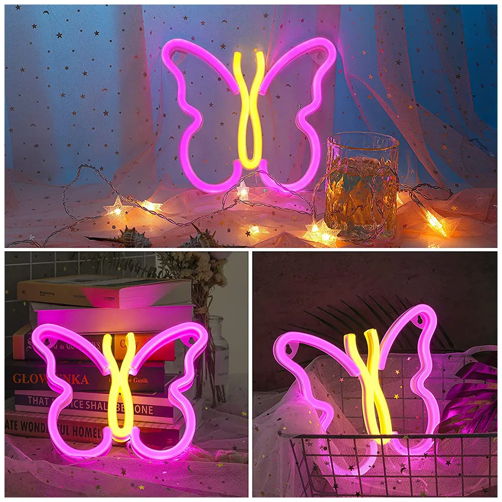 USB and Battery Powered LED Butterfly Lamp Soft Eye Comfortable Night Light for Nursery Study Office Wall Table Decor Luminous