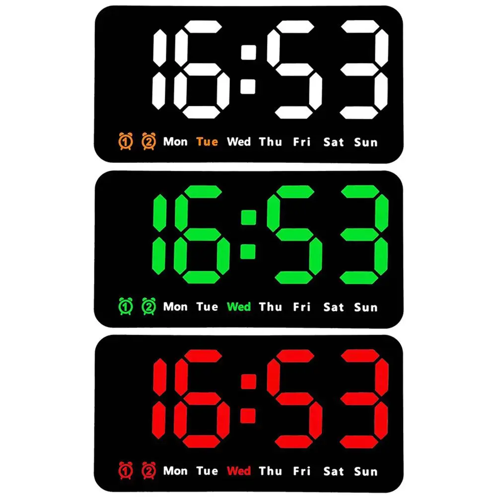 Reloj de pared Digital LED con 2 alarmas, pantalla grande, sala de estar despertador para, oficina, aula, gimnasio, tienda, decoración de