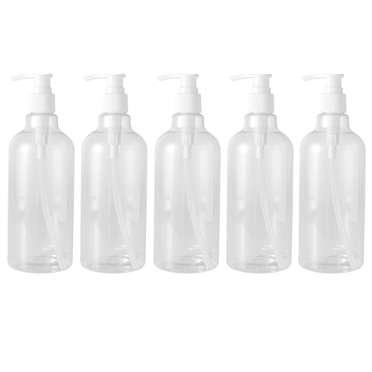 5 Pcs 500ml Square Plastic Shampoo Bottles Pump Press Dispenser Refillable Reusable Travel Subpackaging Home Hotel Bar