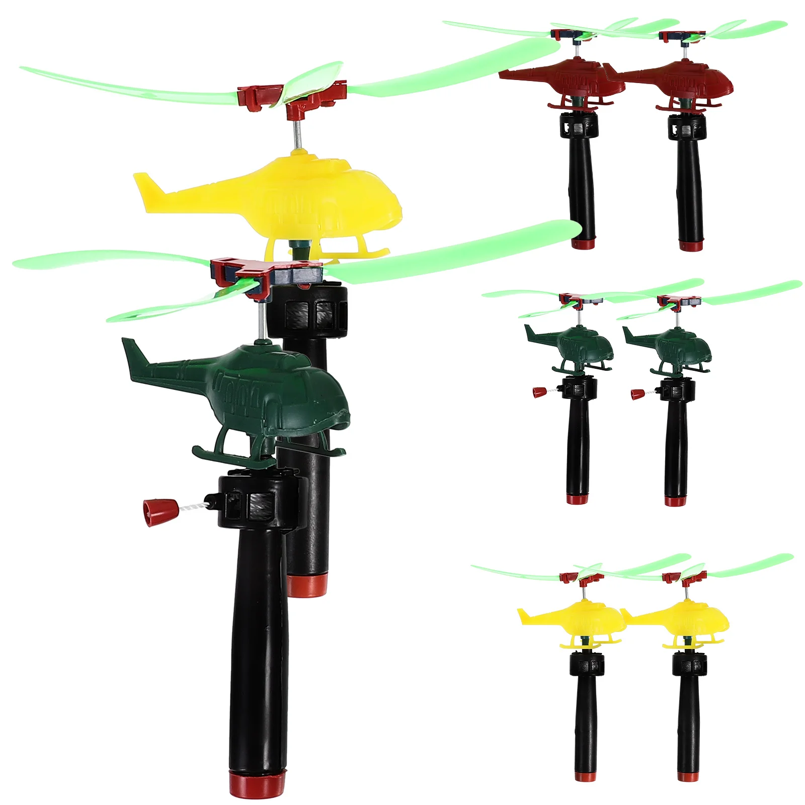 8 Pcs Pull String Flying Toys Airplane for Friendship Development Helicopter Plastic Family Fun