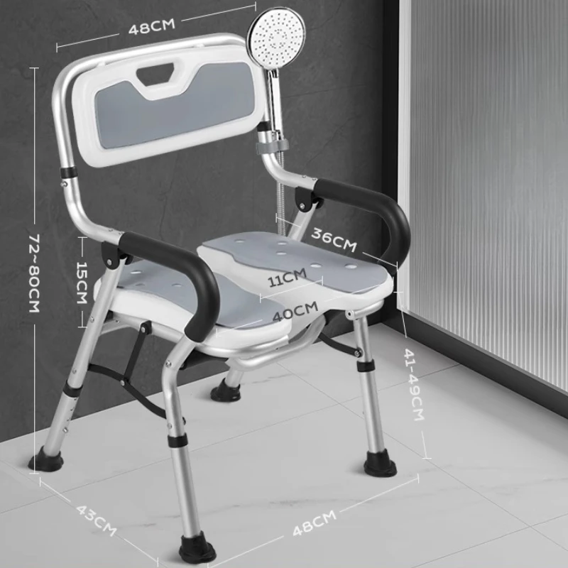 

Vacuum Foldable Shower Stool,Adjustable Aluminum Bath Seat,Non-Slip Grooves,Waterproof and Space-Saving,Ideal for Elderly