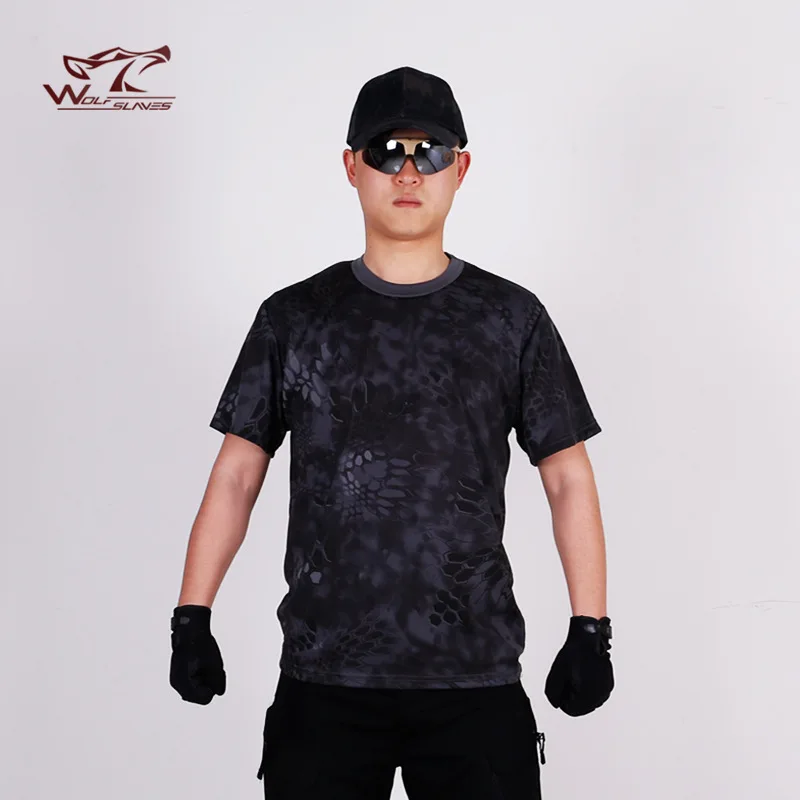 Tactical Combat Shirt for Men Multicam Black Tops Military Shirts Quick Dry Kryptek Typhon T-Shirt Tee Hunting Clothes