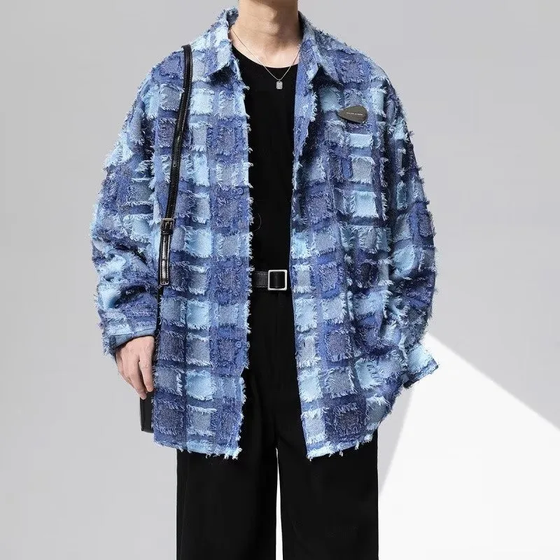 

American retro design French niche shirt long sleeve shirt European and American high street coat men's senior