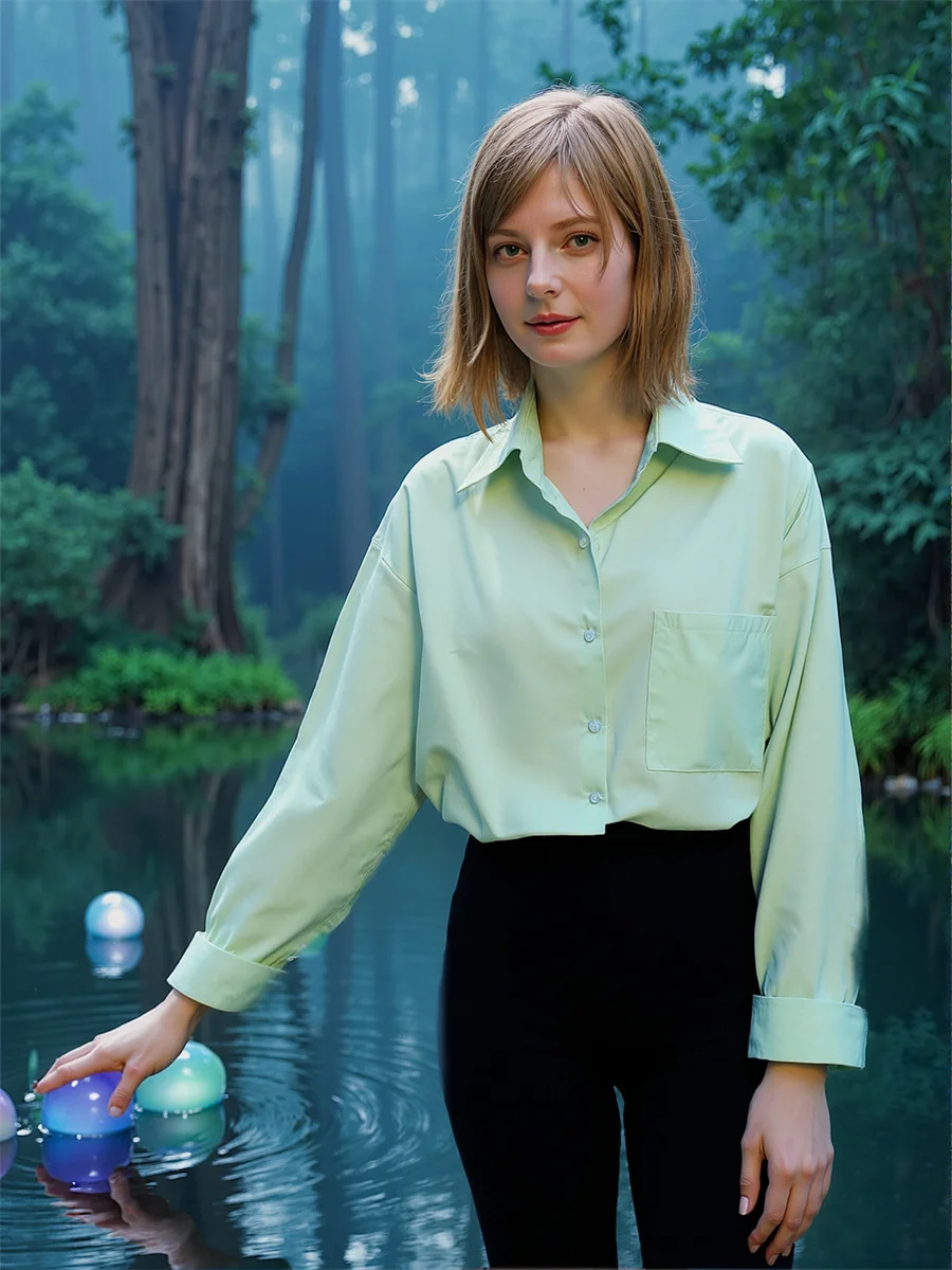 

Long Sleeve Women Vintage Clothing Shirts Half Button Up Design Front Casual Simple Basic Minimalist Fashion Female Style Lady