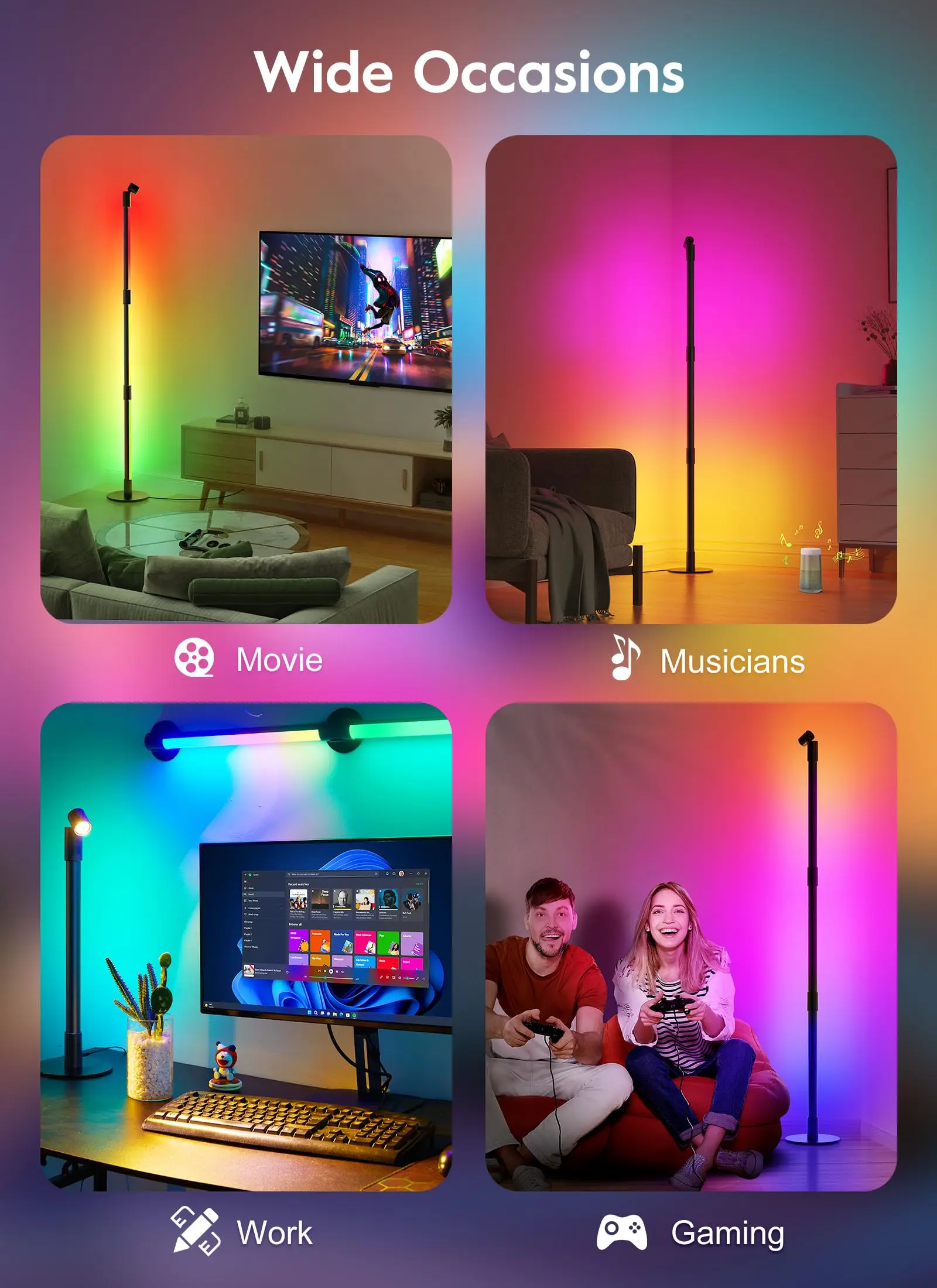 Smart RGBW LED Lamp with Spotlight, App & Remote Control, Music Sync, 16 Million Colors & Memory Function, Perfect