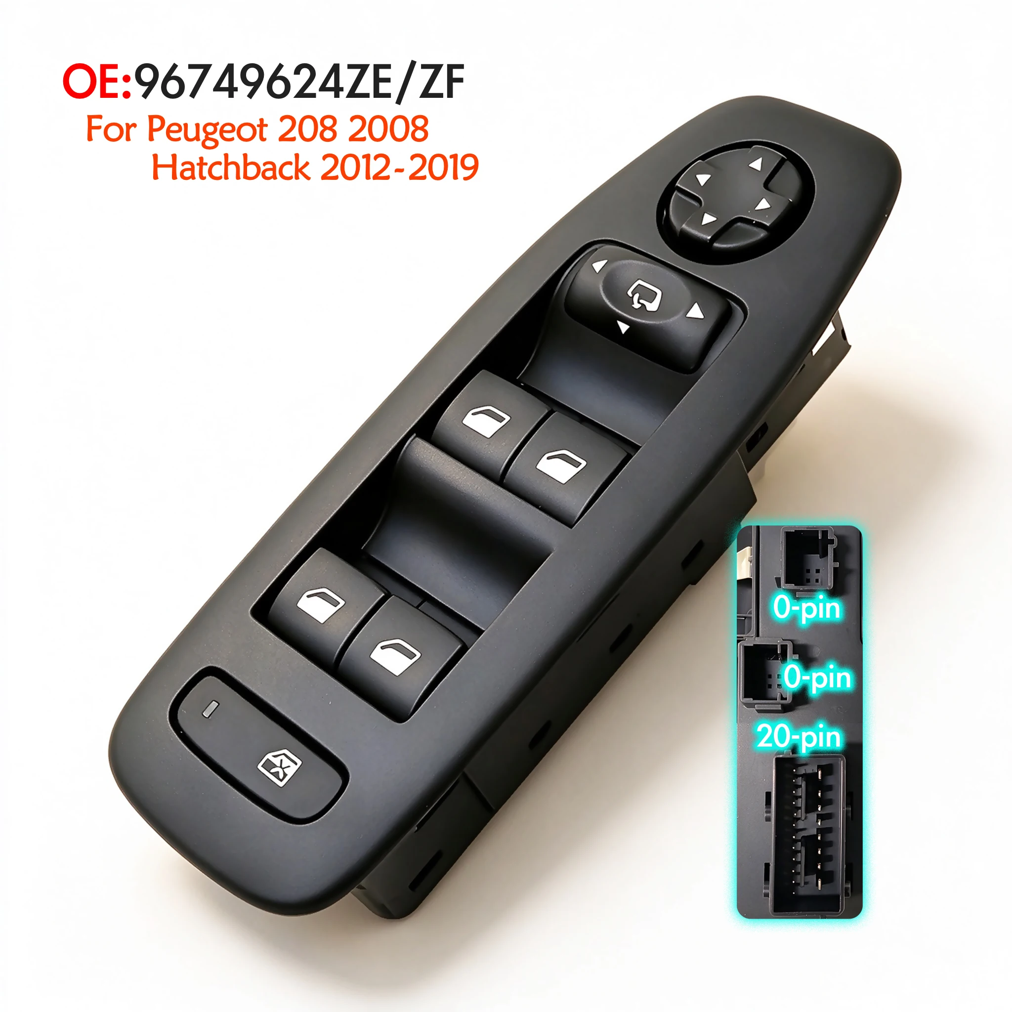 96749624ZE 96749624ZF For Peugeot 208 2008 Hatchback,Front Left Driver Side Electric Power Window Switch Lifter Control Button