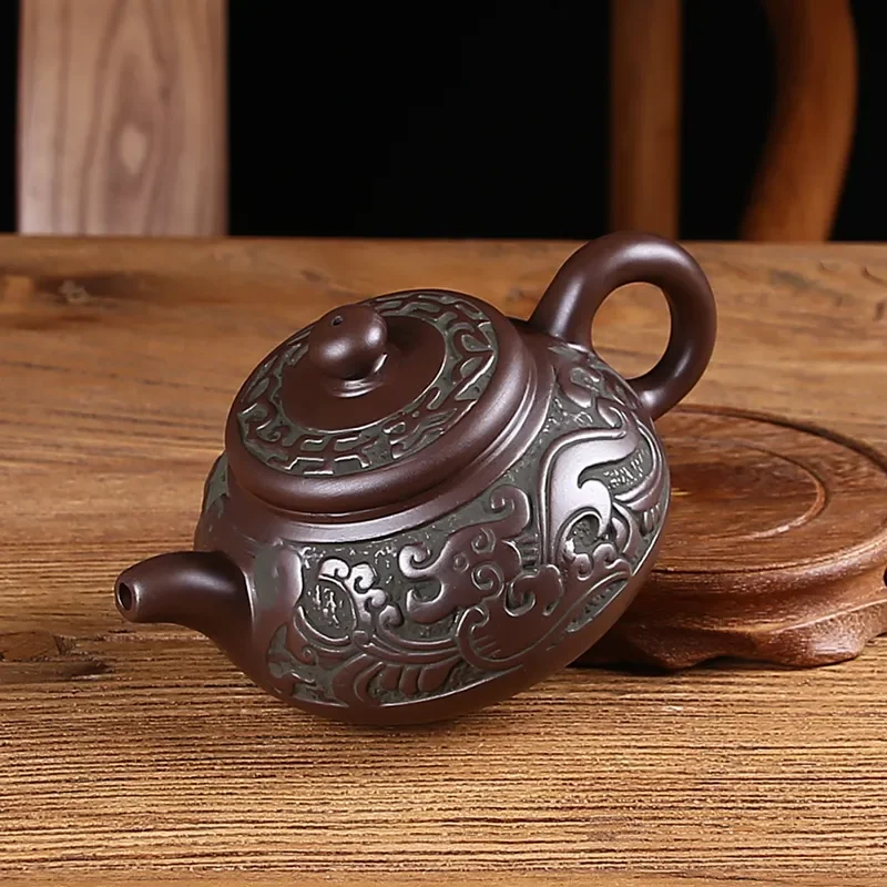 Purple Sand Pot Handmade Bronze Antique Teapot Large Bubble Single Ceramic Household Tea Set Teacup