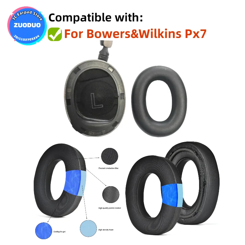

Soft Foam Protein Leather Headphone Earpads Ear Pads Compatible For Bowers&Wilkins Px7 Headset Earmuffs Repairing Parts