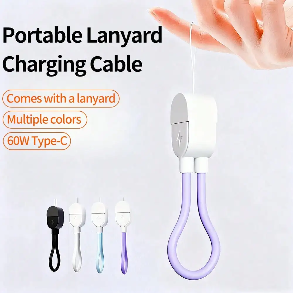 1Pc Keychain Data Cable Suitable For Apple Pd Fast Charging Data Cable Mobile Phone Fast Charging Cable Lanyard Charging Cable P