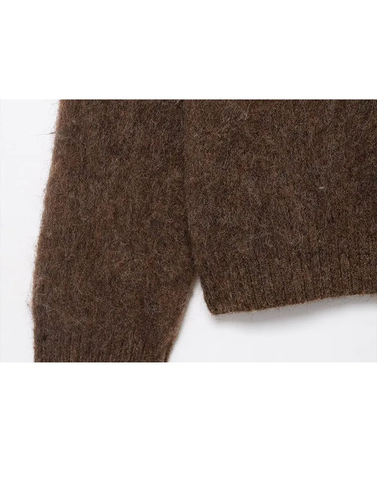 

HH женский зимний модный универсальный жаккардовый свитер с круглым вырезом и резиновым эффектом, женский простой повседневный теплый пуловер с длинными рукавами, топ