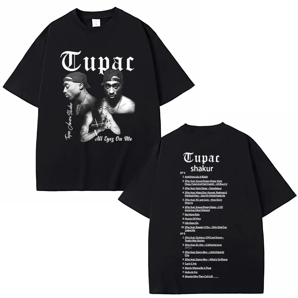 Rapper Tupac 2pac Graphic T Shirts Fashion Hip Hop Short Sleeves T-shirts Men's Women 100% Cotton Oversized T-shirt Streetwear