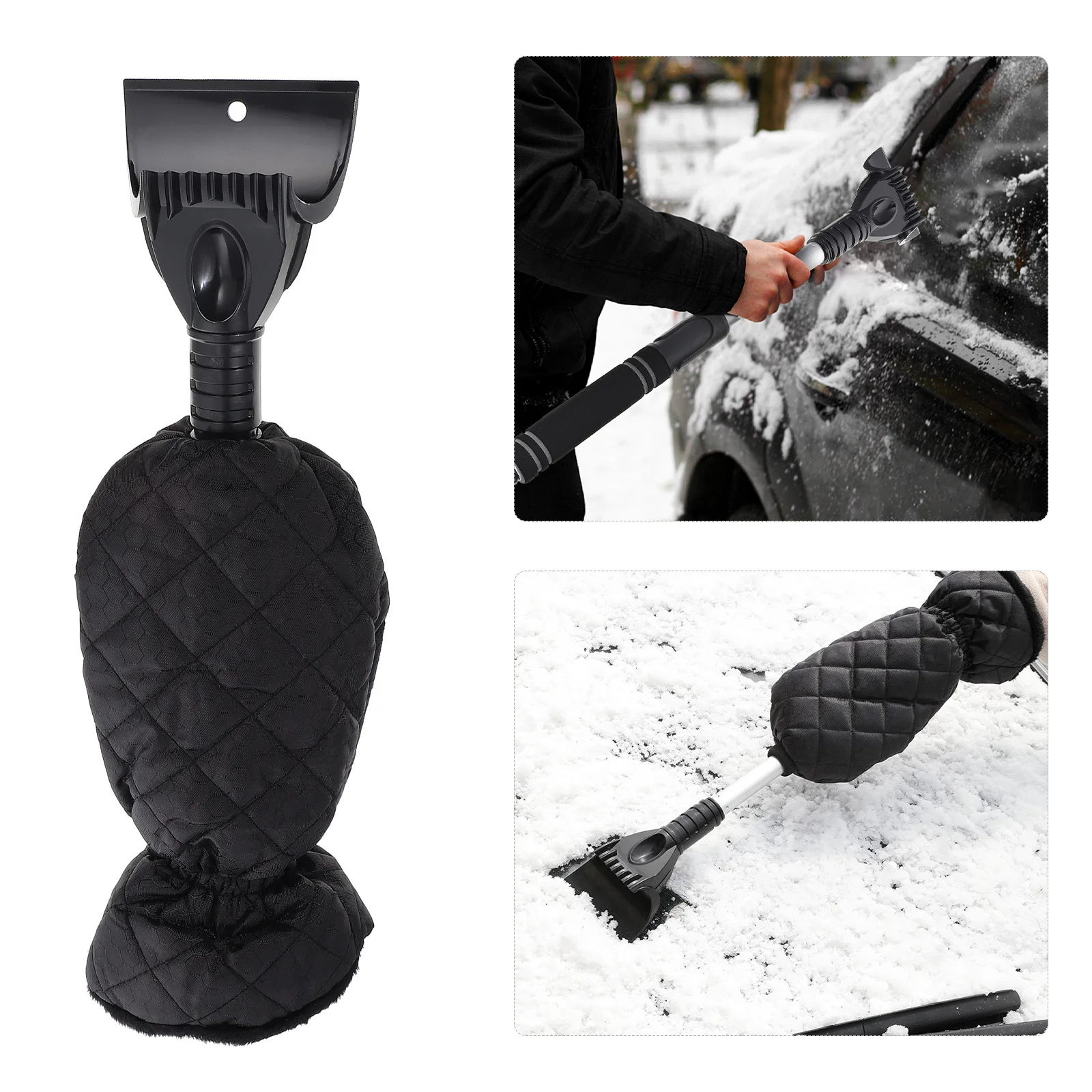 

Gloves Snow Ice Scraper with Defrosting Tool Car Forest Removal Black Vehicles