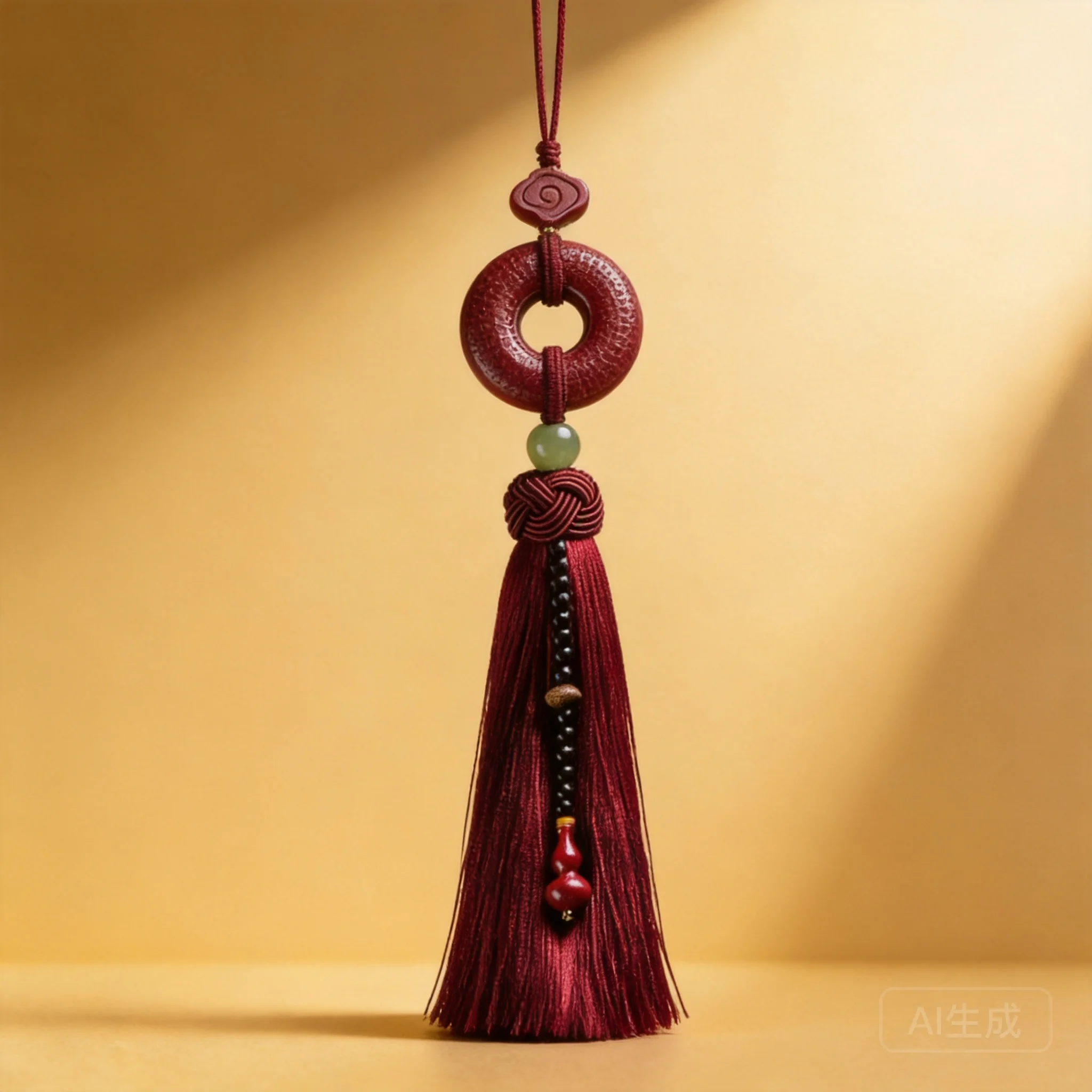 Traditional Chinese Style Cinnabar Peace Buckle Heart Sutra Car Hanger Rearview Mirror Pendant Lucky Blessing Fortune Auspicious