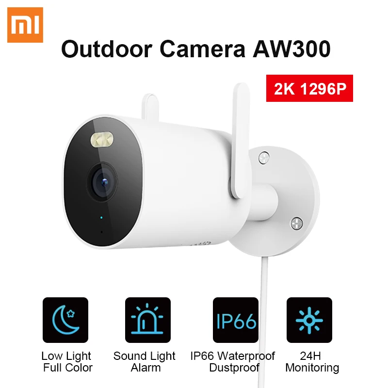 New Xiaomi Outdoor Camera AW300 Iptv 2K Full-Color Infrared Night Vision IP66 Smart Home Sound And Light Warning Two-Way Voice