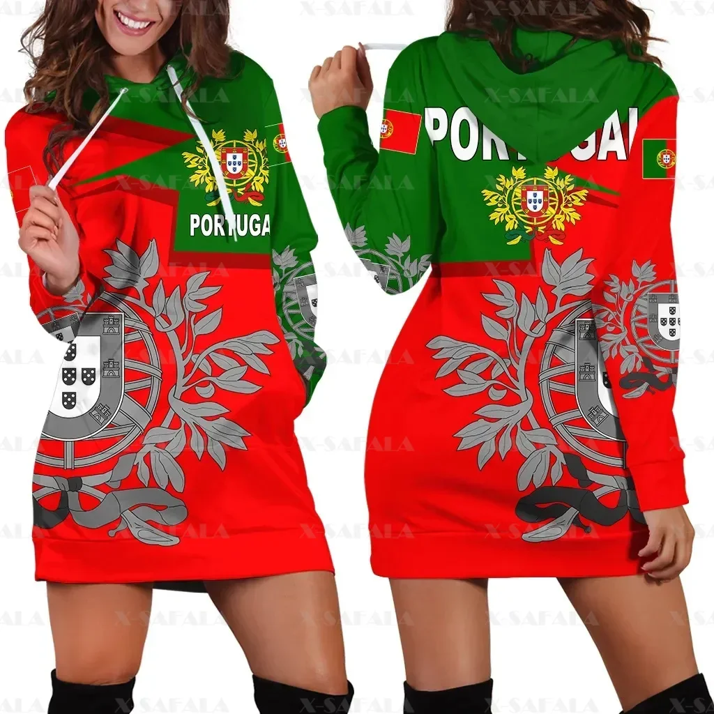 Love Portugal Country Flag Nieuwe Harajuku Nieuwigheid 3d Print Herfst Hoodies Jurk Vrouwen Vrijetijdskleding Lange Mouw Capuchon-1