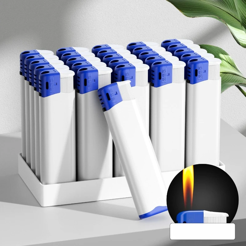 100Pcs Durable White Open Flame Lighters, Large Capacity Custom Logo Cigarette Lighter for Wedding Party Birthday Gift Wholesale