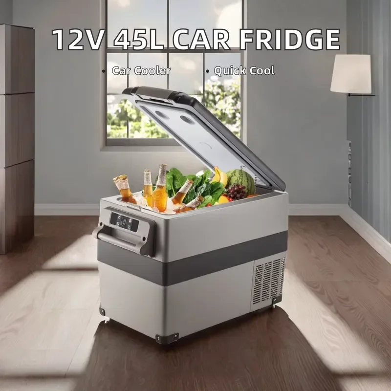 12 Volt 45L (48qt) Portable Freezer Fast Cooling Plastic Car Fridge (-4°F~68°F) 12/24v DC 110-240v AC