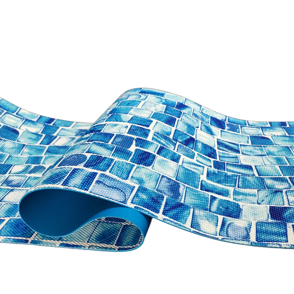 Alta calidad océano azul mosaico 3D onda de agua 1,2mm 1,5mm 2mm revestimiento de vinilo de PVC membrana de piscina de servicio de 10 años