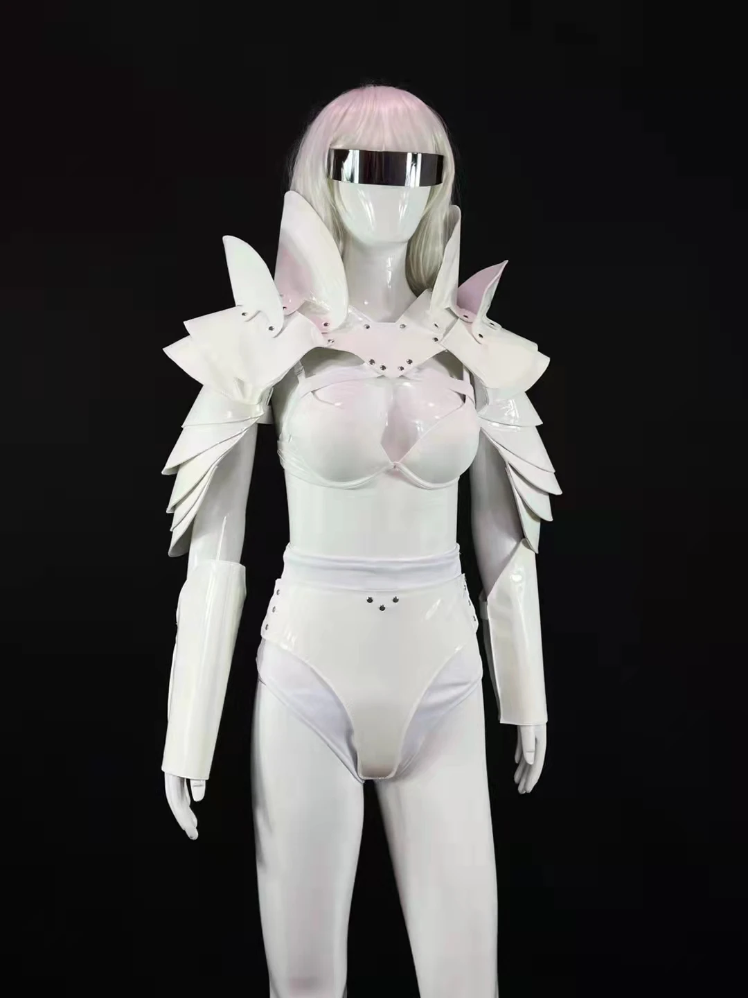 Women Warrior Role Playing Cosplay Costume White Armor Bikini Dance Outfit Drag Queen Costume Singer Bar Performance Stage Wear