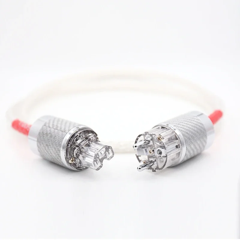 one piece Hi End 8ag 8core Twist Silver plated OCC Power Cable Carbon fiber EU Power cable