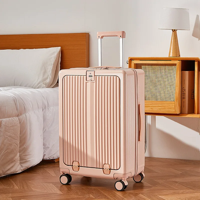 Valise à roulettes universelle avec mot de passe, coffre de voyage ouvert à l'avant, bagage à roulettes, grande capacité, valise d'embarquement à roulettes, 20 po, 26 po