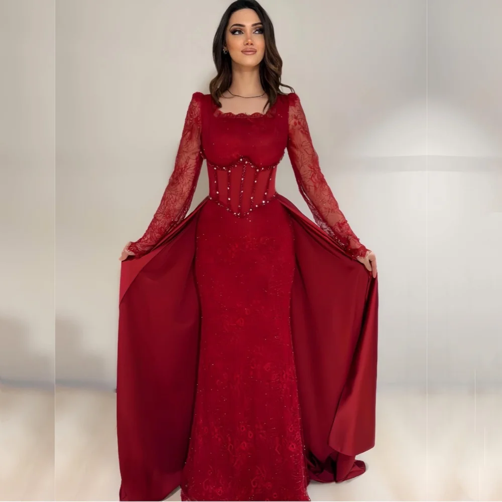 

Индивидуальные вечерние платья Grace Formal: кружевные, с блестками, с квадратным вырезом, длинные, фасона «труба», элегантные, для вечеринок и свадеб, в современном стиле