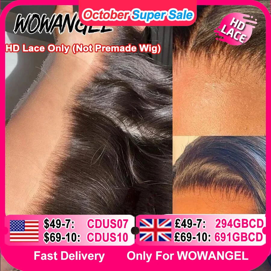Wow Angel 13x4 13x6 HD Frontale Del Merletto Solo Pelli di Fusione Capelli Umani Lisci Brasiliani 5x5 6x6 HD Chiusura Del Merletto Pre Pizzicato Parte Libera